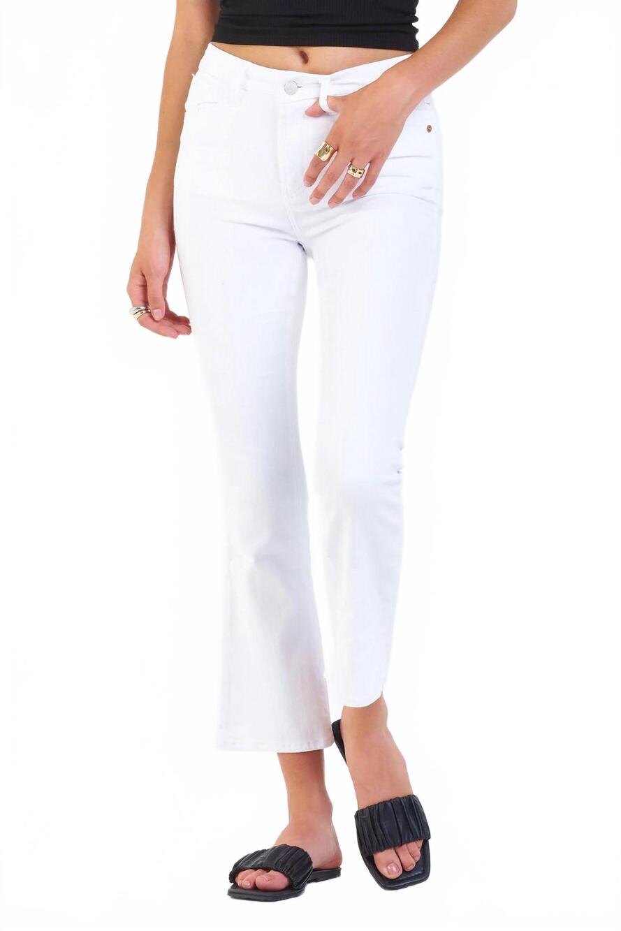 NEW DEAR JOHN DENIM jeanne high rise crop flare jeans in white